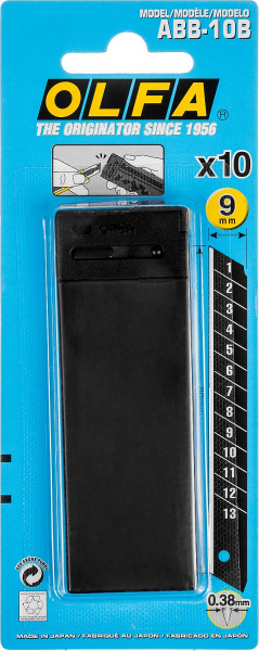 Лезвия OLFA сегментированные BLACK MAX, 9х80х0,38мм